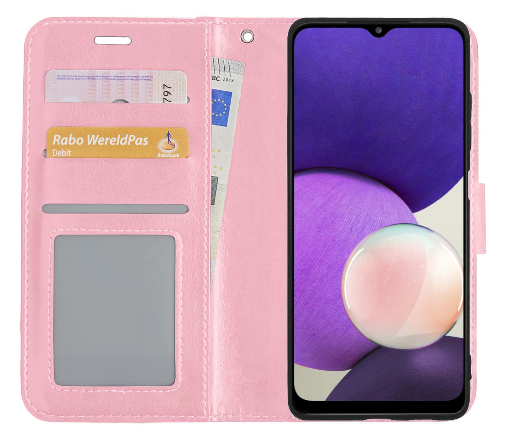 NoXx Hoes Geschikt voor Samsung M22 Hoesje Book Case Hoes Flip Cover Wallet Bookcase - Lichtroze