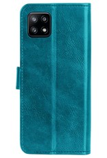 NoXx Hoes Geschikt voor Samsung M22 Hoesje Book Case Hoes Flip Cover Wallet Bookcase - Turquoise