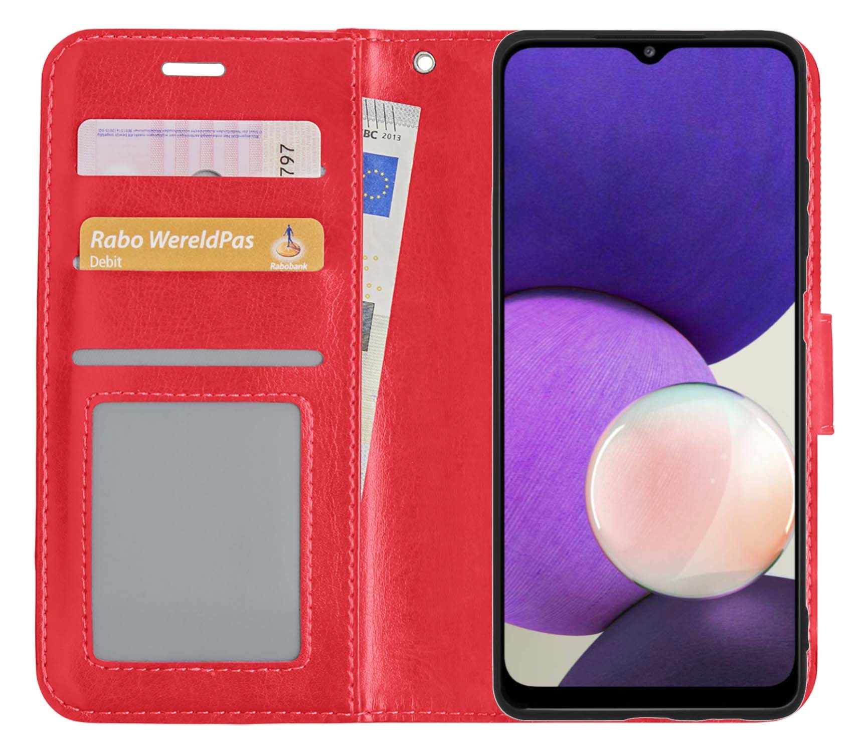 NoXx Hoes Geschikt voor Samsung M22 Hoesje Book Case Hoes Flip Cover Wallet Bookcase - Rood