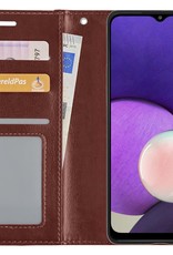 NoXx Hoes Geschikt voor Samsung M22 Hoesje Book Case Hoes Flip Cover Wallet Bookcase - Bruin
