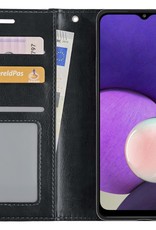 NoXx Hoes Geschikt voor Samsung M22 Hoesje Book Case Hoes Flip Cover Wallet Bookcase - Zwart