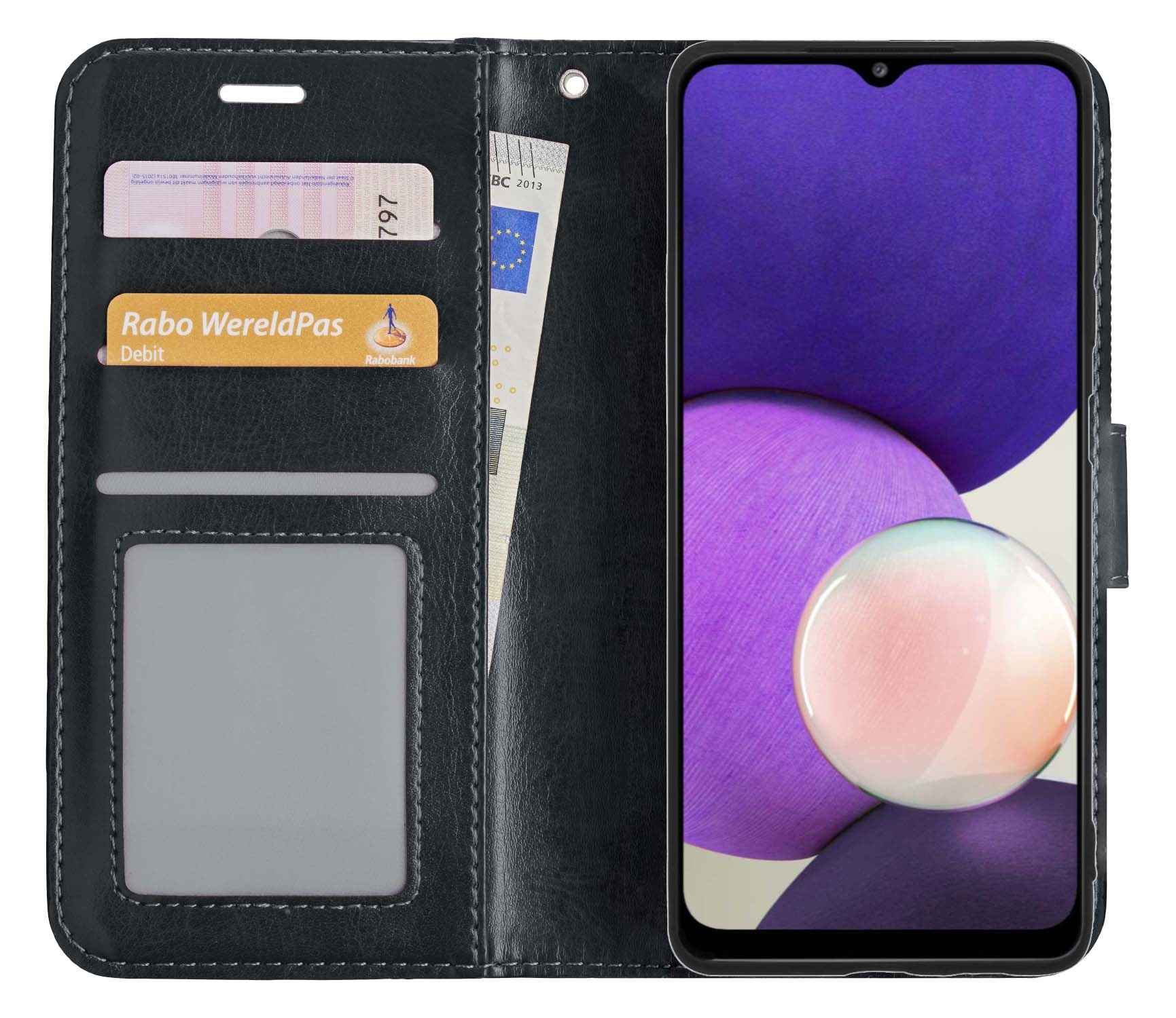 NoXx Hoes Geschikt voor Samsung M22 Hoesje Book Case Hoes Flip Cover Wallet Bookcase - Zwart