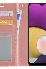 BASEY. Hoes Geschikt voor Samsung M22 Hoesje Bookcase Hoes Flip Case Book Cover - Hoesje Geschikt voor Samsung Galaxy M22 Hoes Book Case Hoesje - Rosé goud