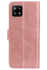 BASEY. Hoes Geschikt voor Samsung M22 Hoesje Bookcase Hoes Flip Case Book Cover - Hoesje Geschikt voor Samsung Galaxy M22 Hoes Book Case Hoesje - Rosé goud