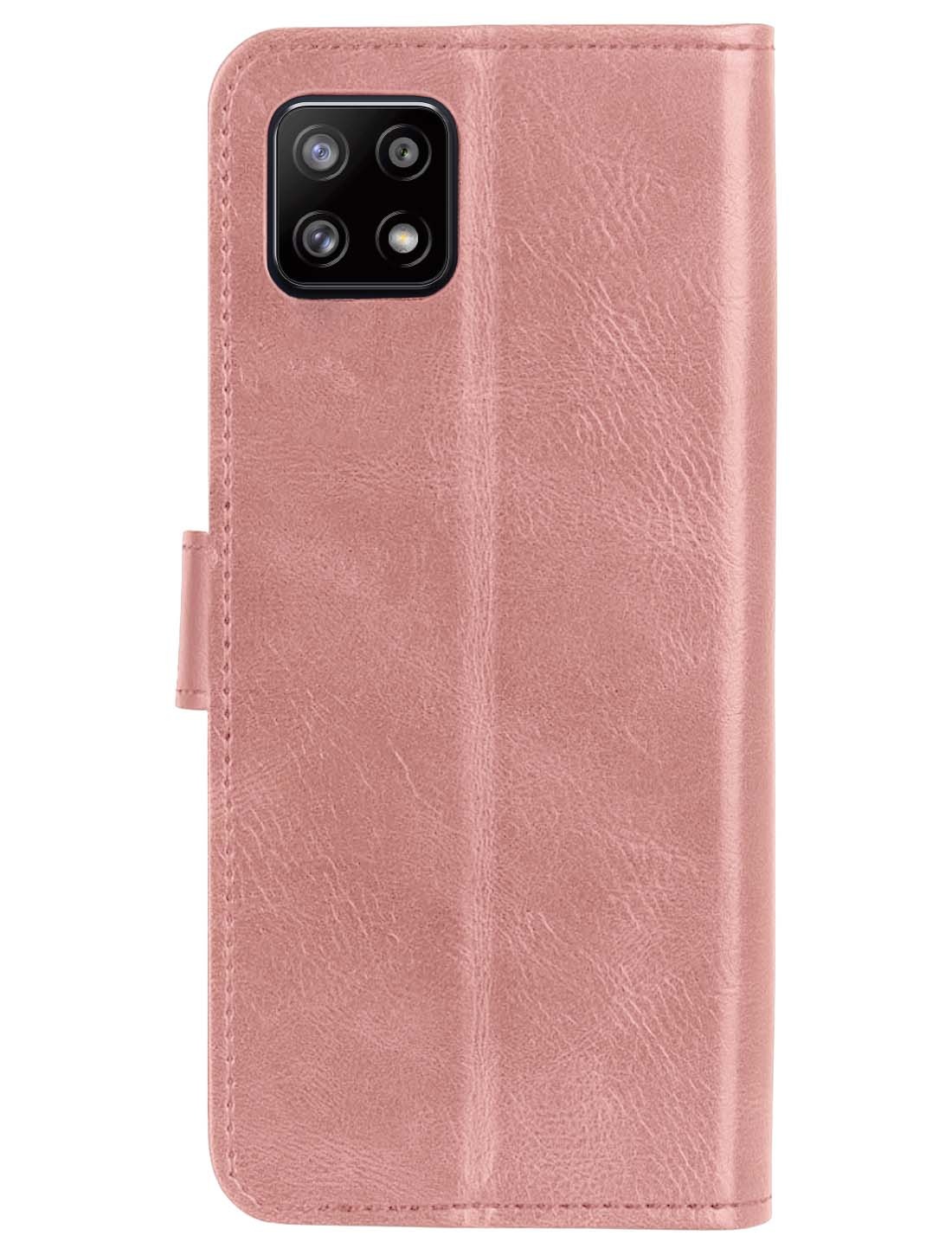 BASEY. Hoes Geschikt voor Samsung M22 Hoesje Bookcase Hoes Flip Case Book Cover - Hoesje Geschikt voor Samsung Galaxy M22 Hoes Book Case Hoesje - Rosé goud