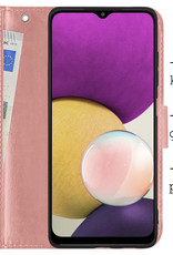 BASEY. Hoes Geschikt voor Samsung M22 Hoesje Bookcase Hoes Flip Case Book Cover - Hoesje Geschikt voor Samsung Galaxy M22 Hoes Book Case Hoesje - Rosé goud