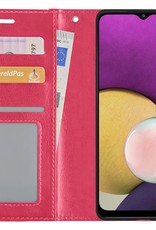 BASEY. Hoes Geschikt voor Samsung M22 Hoesje Bookcase Hoes Flip Case Book Cover - Hoesje Geschikt voor Samsung Galaxy M22 Hoes Book Case Hoesje - Donkerroze