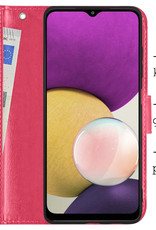 BASEY. Hoes Geschikt voor Samsung M22 Hoesje Bookcase Hoes Flip Case Book Cover - Hoesje Geschikt voor Samsung Galaxy M22 Hoes Book Case Hoesje - Donkerroze