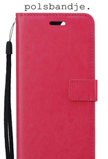 BASEY. Hoes Geschikt voor Samsung M22 Hoesje Bookcase Hoes Flip Case Book Cover - Hoesje Geschikt voor Samsung Galaxy M22 Hoes Book Case Hoesje - Donkerroze