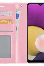 BASEY. Hoes Geschikt voor Samsung M22 Hoesje Bookcase Hoes Flip Case Book Cover - Hoesje Geschikt voor Samsung Galaxy M22 Hoes Book Case Hoesje - Lichtroze