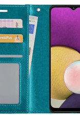 BASEY. Hoes Geschikt voor Samsung M22 Hoesje Bookcase Hoes Flip Case Book Cover - Hoesje Geschikt voor Samsung Galaxy M22 Hoes Book Case Hoesje - Turquoise
