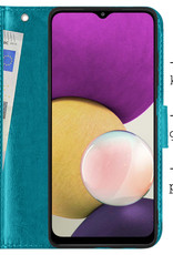 BASEY. Hoes Geschikt voor Samsung M22 Hoesje Bookcase Hoes Flip Case Book Cover - Hoesje Geschikt voor Samsung Galaxy M22 Hoes Book Case Hoesje - Turquoise