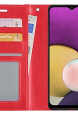 BASEY. Hoes Geschikt voor Samsung M22 Hoesje Bookcase Hoes Flip Case Book Cover - Hoesje Geschikt voor Samsung Galaxy M22 Hoes Book Case Hoesje - Rood