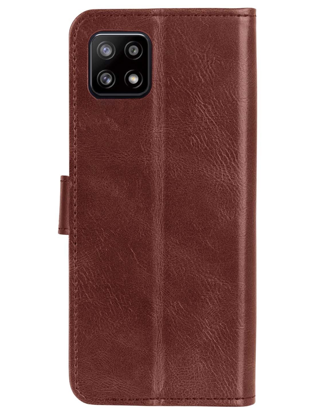 BASEY. Hoes Geschikt voor Samsung M22 Hoesje Bookcase Hoes Flip Case Book Cover - Hoesje Geschikt voor Samsung Galaxy M22 Hoes Book Case Hoesje - Bruin