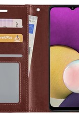 BASEY. Hoes Geschikt voor Samsung M22 Hoesje Bookcase Hoes Flip Case Book Cover - Hoesje Geschikt voor Samsung Galaxy M22 Hoes Book Case Hoesje - Bruin