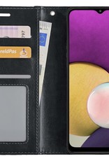 BASEY. Hoes Geschikt voor Samsung M22 Hoesje Bookcase Hoes Flip Case Book Cover - Hoesje Geschikt voor Samsung Galaxy M22 Hoes Book Case Hoesje - Zwart