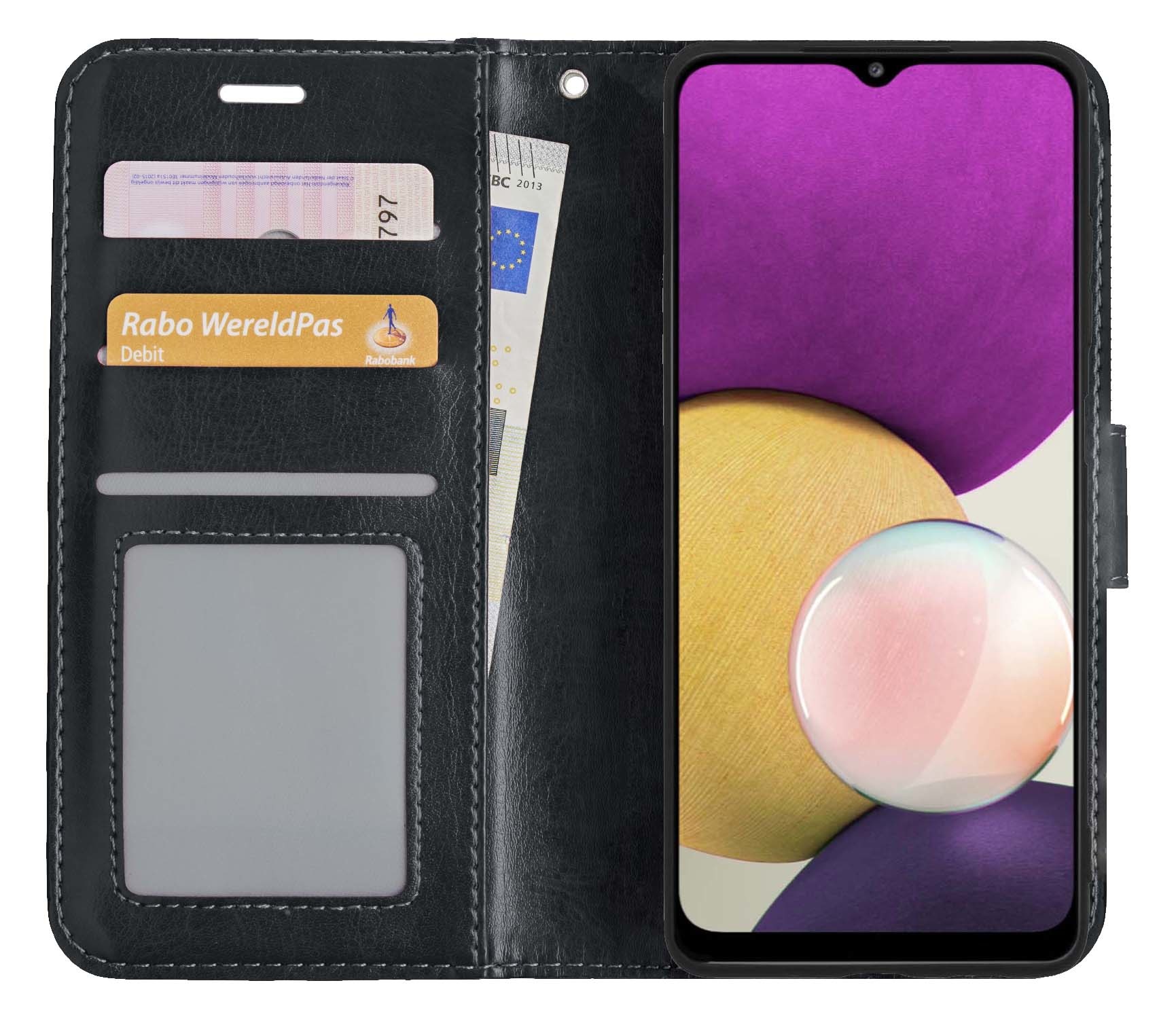 BASEY. Hoes Geschikt voor Samsung M22 Hoesje Bookcase Hoes Flip Case Book Cover - Hoesje Geschikt voor Samsung Galaxy M22 Hoes Book Case Hoesje - Zwart