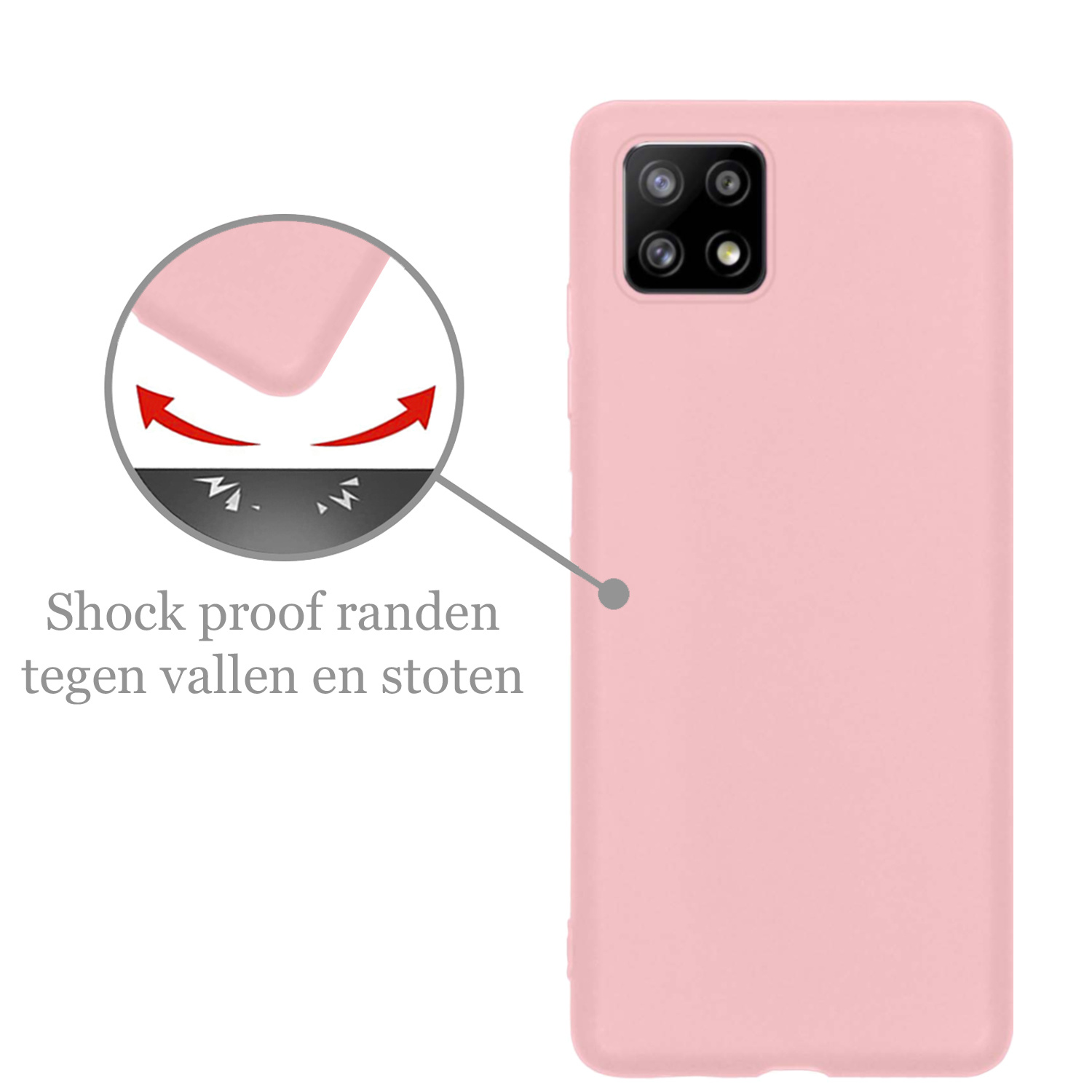 Nomfy Hoesje Geschikt voor Samsung M22 Hoesje Siliconen Cover Case - Hoes Geschikt voor Samsung Galaxy M22 Hoes Back Case - 2-PACK - Lichtroze