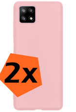 Nomfy Hoesje Geschikt voor Samsung M22 Hoesje Siliconen Cover Case - Hoes Geschikt voor Samsung Galaxy M22 Hoes Back Case - 2-PACK - Lichtroze