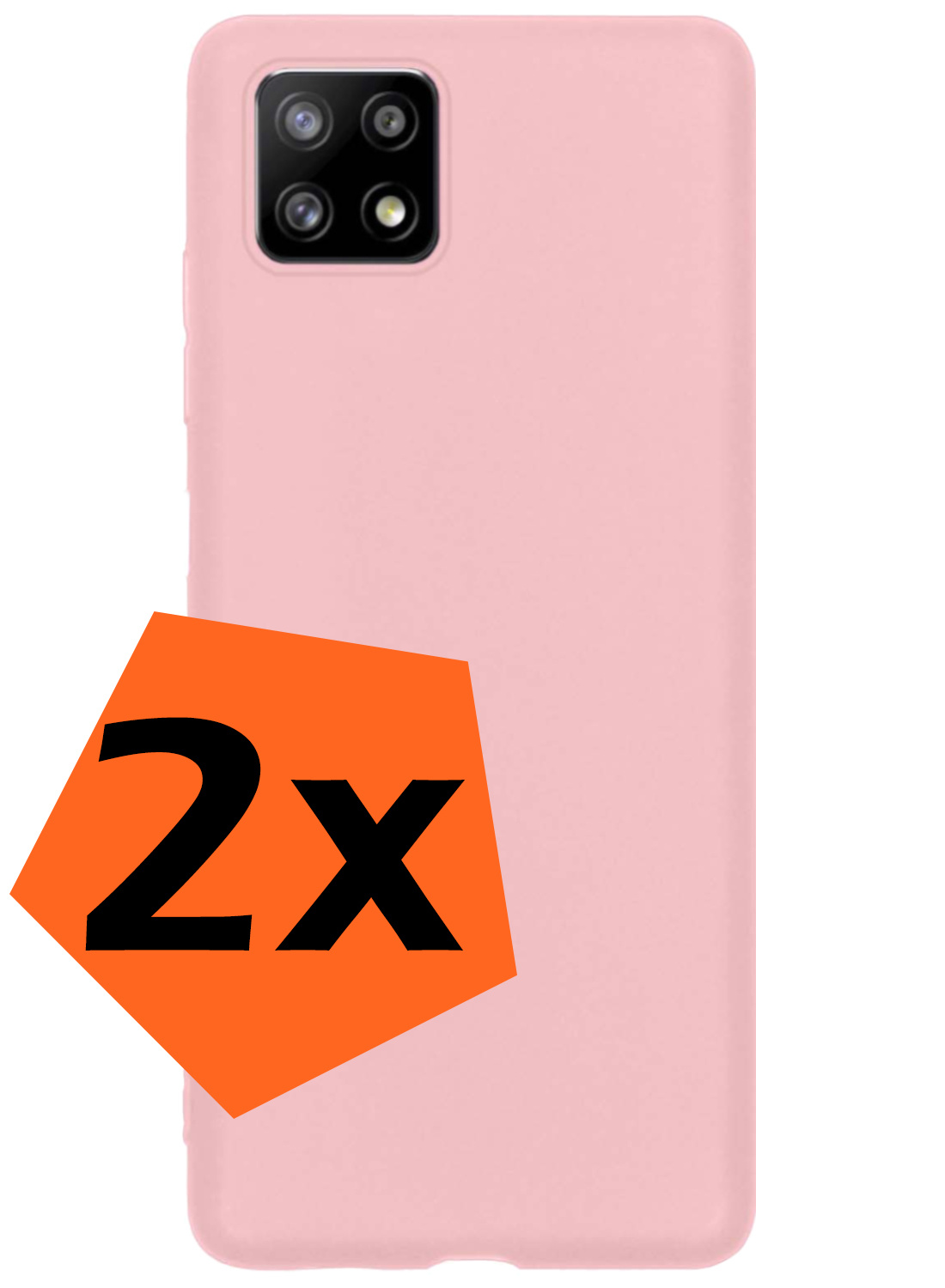 Nomfy Hoesje Geschikt voor Samsung M22 Hoesje Siliconen Cover Case - Hoes Geschikt voor Samsung Galaxy M22 Hoes Back Case - 2-PACK - Lichtroze