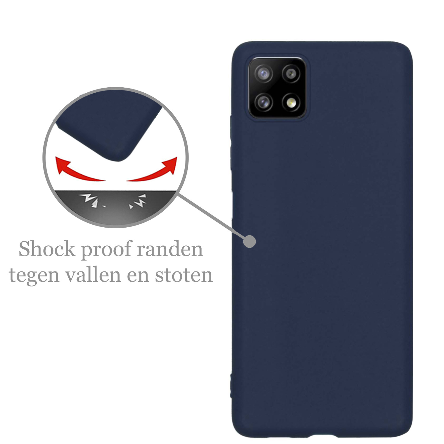 Nomfy Hoesje Geschikt voor Samsung M22 Hoesje Siliconen Cover Case - Hoes Geschikt voor Samsung Galaxy M22 Hoes Back Case - 2-PACK - Donkerblauw