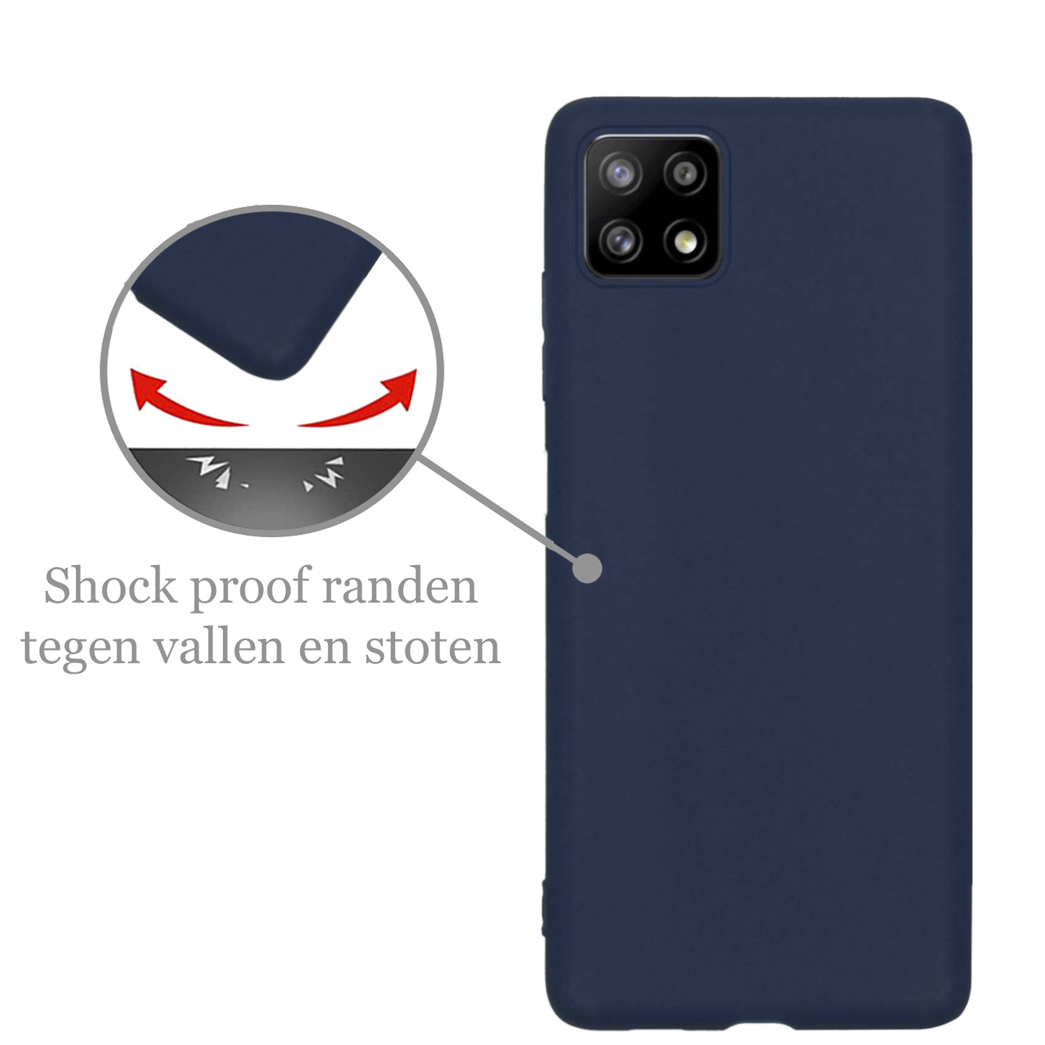 Nomfy Samsung Galaxy M22 Hoesje Siliconen Cover Hoes Case - Samsung Galaxy M22 Hoes Siliconen Hoesje Back Cover - Donkerblauw - 2 Stuks