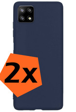 Nomfy Hoesje Geschikt voor Samsung M22 Hoesje Siliconen Cover Case - Hoes Geschikt voor Samsung Galaxy M22 Hoes Back Case - 2-PACK - Donkerblauw