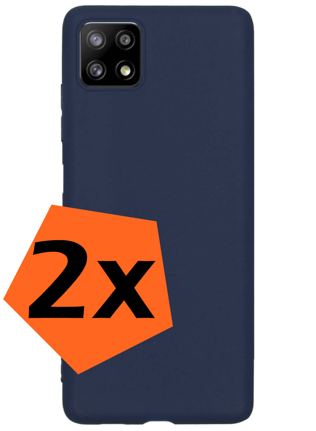 Nomfy Samsung Galaxy M22 Hoesje Siliconen Cover Hoes Case - Samsung Galaxy M22 Hoes Siliconen Hoesje Back Cover - Donkerblauw - 2 Stuks