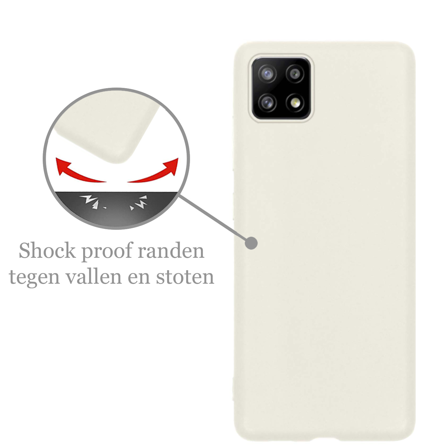 Nomfy Hoesje Geschikt voor Samsung M22 Hoesje Siliconen Cover Case - Hoes Geschikt voor Samsung Galaxy M22 Hoes Back Case - 2-PACK - Wit