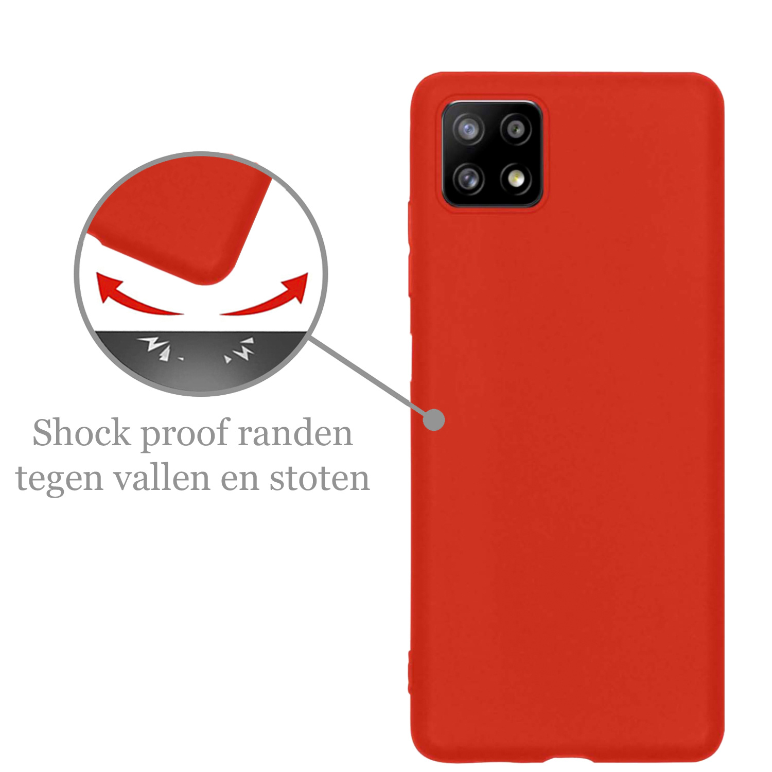 Nomfy Samsung Galaxy M22 Hoesje Siliconen Cover Hoes Case - Samsung Galaxy M22 Hoes Siliconen Hoesje Back Cover - Rood - 2 Stuks