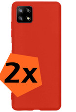 Nomfy Samsung Galaxy M22 Hoesje Siliconen Cover Hoes Case - Samsung Galaxy M22 Hoes Siliconen Hoesje Back Cover - Rood - 2 Stuks