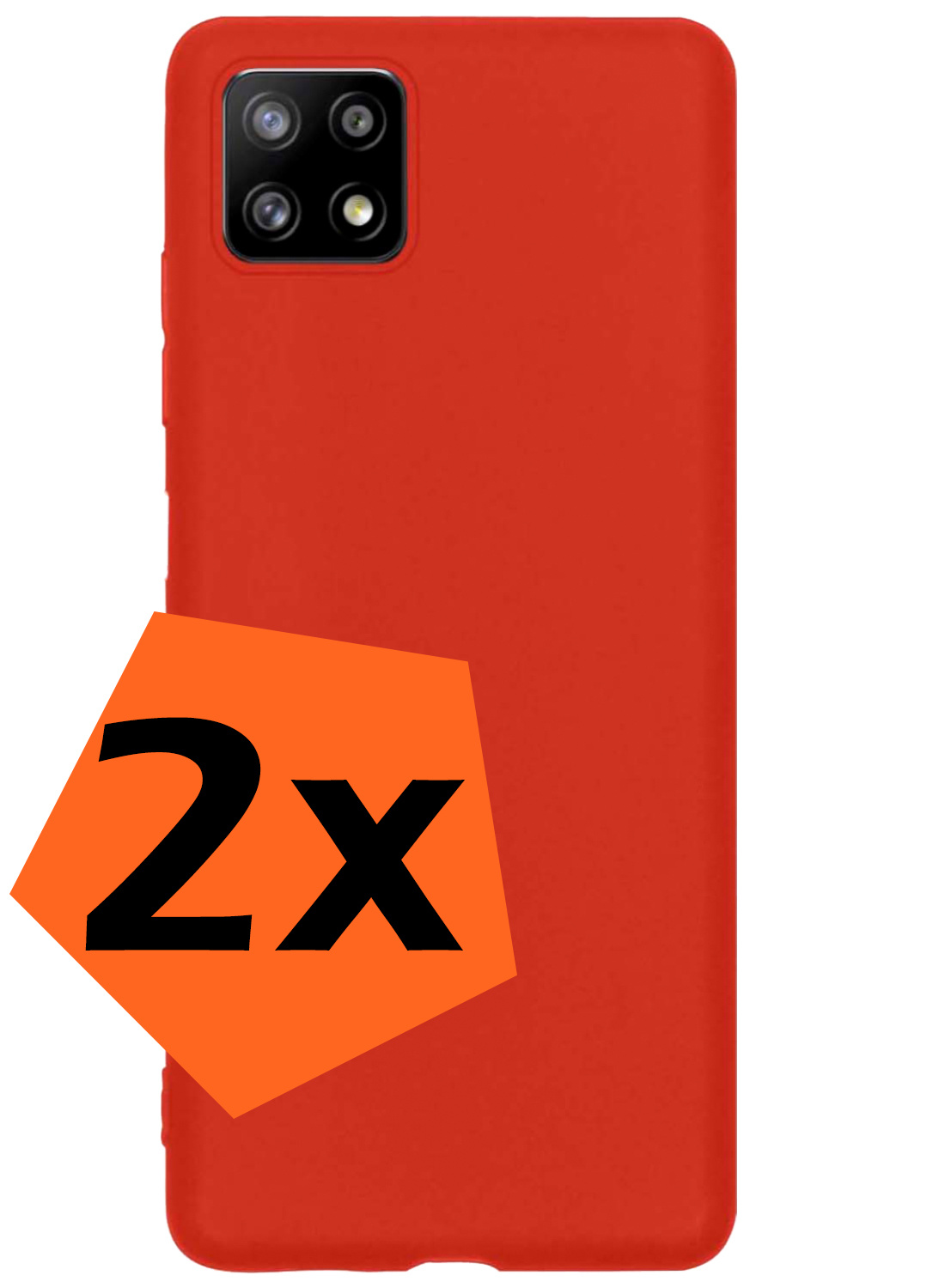Nomfy Hoesje Geschikt voor Samsung M22 Hoesje Siliconen Cover Case - Hoes Geschikt voor Samsung Galaxy M22 Hoes Back Case - 2-PACK - Rood