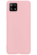 Nomfy Samsung Galaxy M22 Hoesje Siliconen Cover Hoes Case - Samsung Galaxy M22 Hoes Siliconen Hoesje Back Cover - Lichtroze