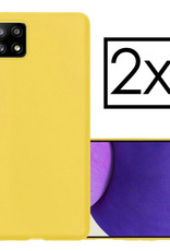 NoXx Hoes Geschikt voor Samsung M22 Hoesje Cover Siliconen Back Case Hoes - Geel - 2x