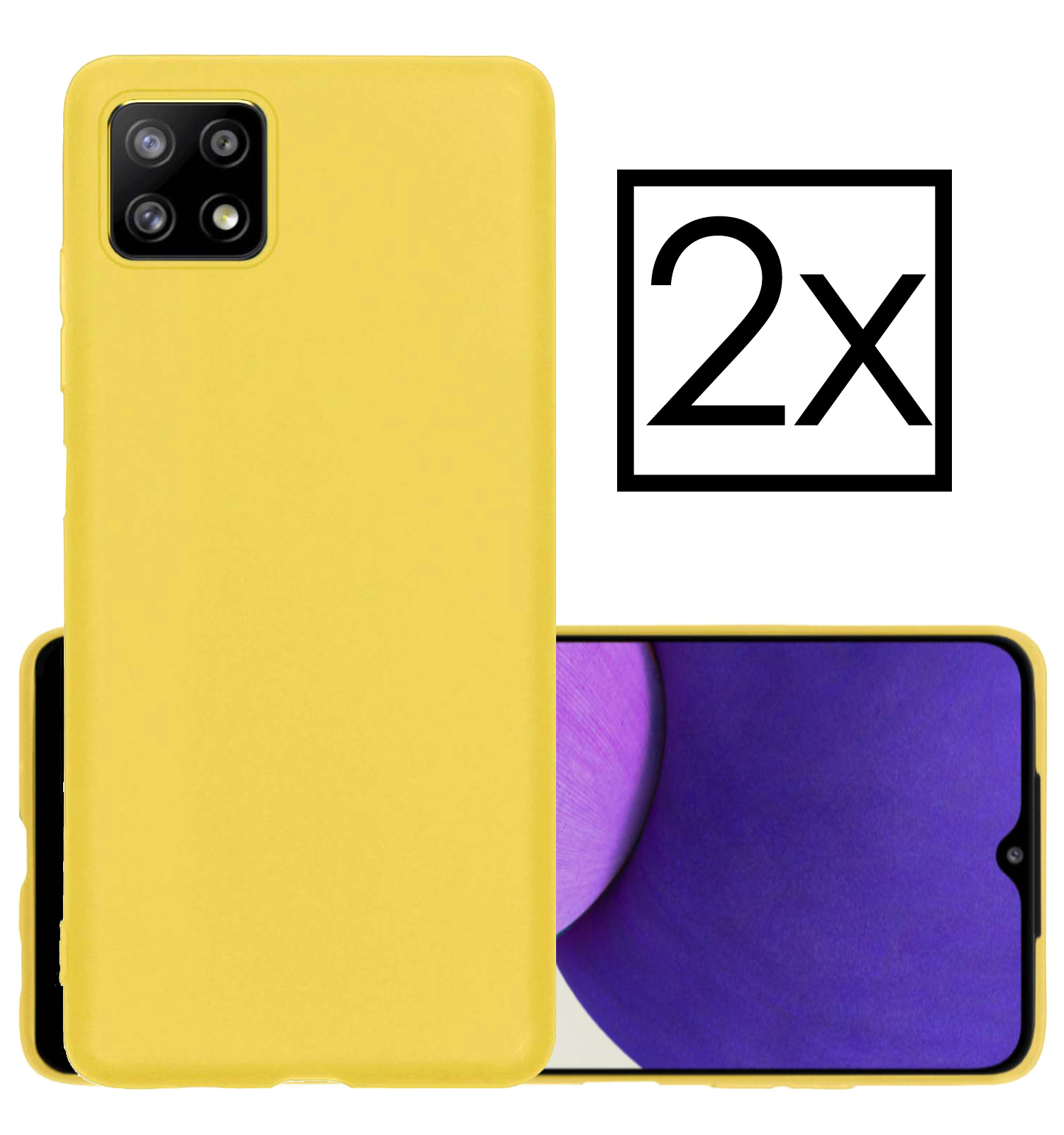 NoXx Hoes Geschikt voor Samsung M22 Hoesje Cover Siliconen Back Case Hoes - Geel - 2x