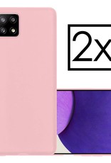 NoXx Hoes Geschikt voor Samsung M22 Hoesje Cover Siliconen Back Case Hoes - Lichtroze - 2x
