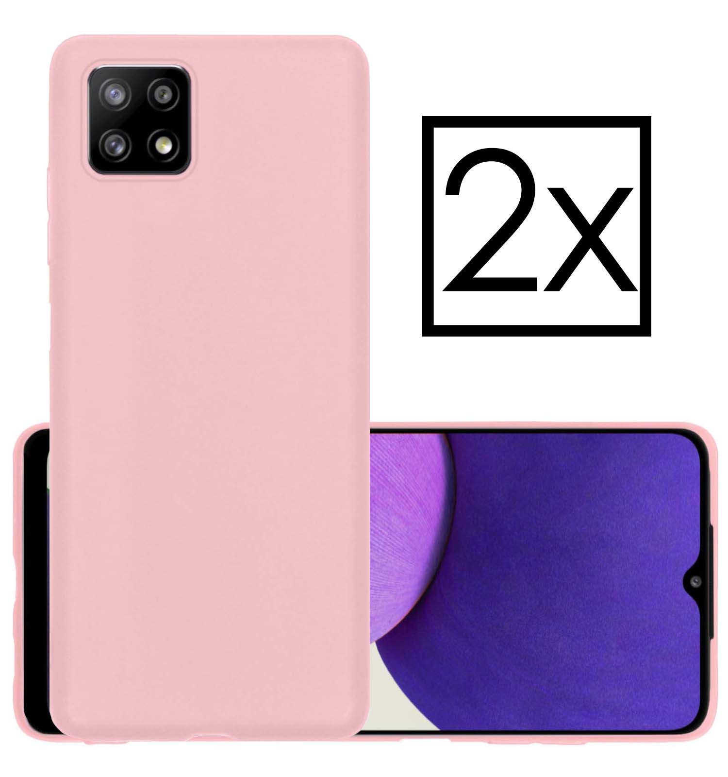 NoXx Hoes Geschikt voor Samsung M22 Hoesje Cover Siliconen Back Case Hoes - Lichtroze - 2x