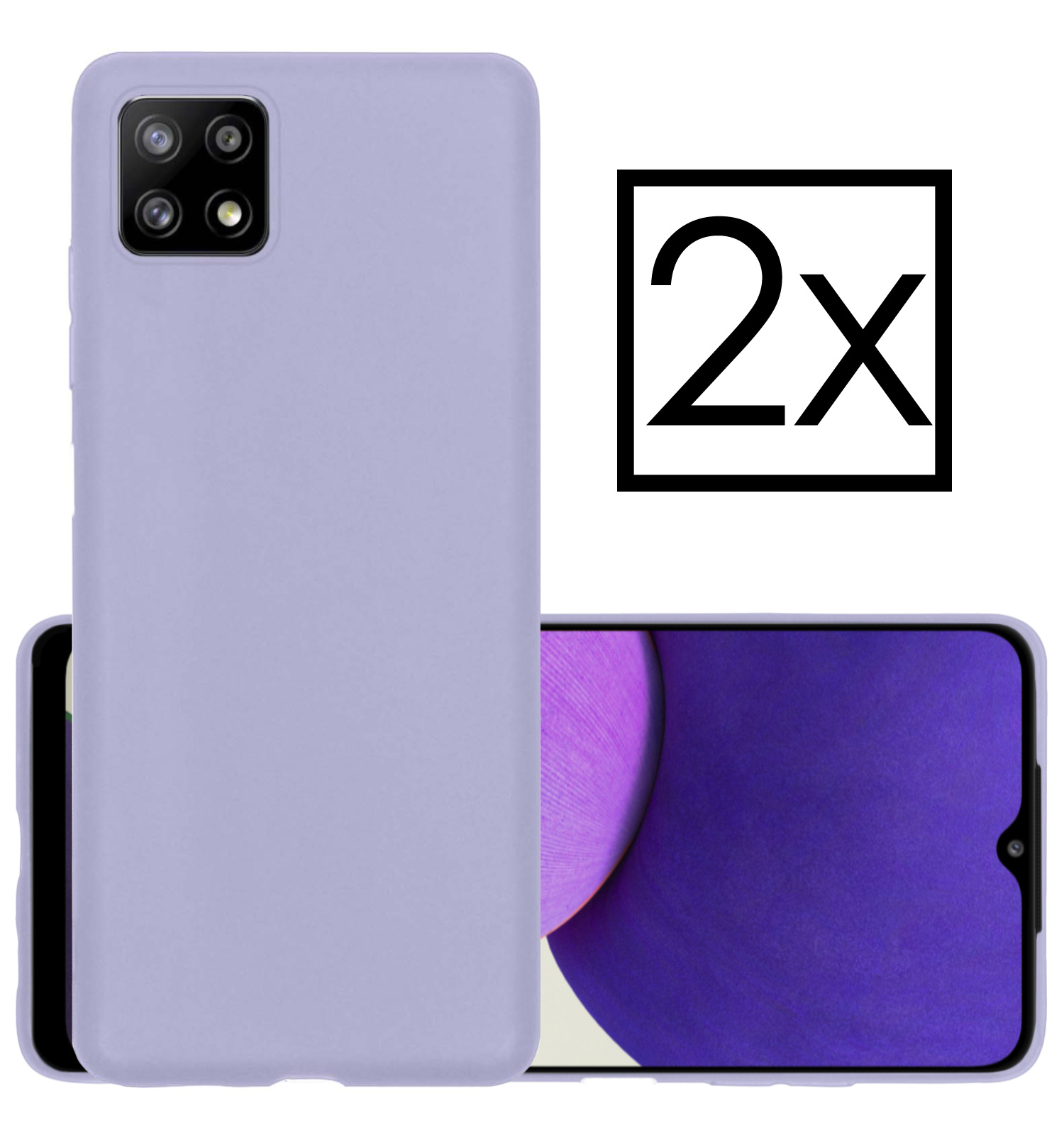 NoXx Hoes Geschikt voor Samsung M22 Hoesje Cover Siliconen Back Case Hoes - Lila - 2x
