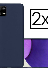 NoXx Hoes Geschikt voor Samsung M22 Hoesje Cover Siliconen Back Case Hoes - Donkerblauw - 2x