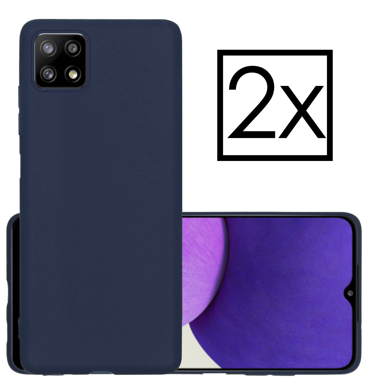 NoXx Hoes Geschikt voor Samsung M22 Hoesje Cover Siliconen Back Case Hoes - Donkerblauw - 2x