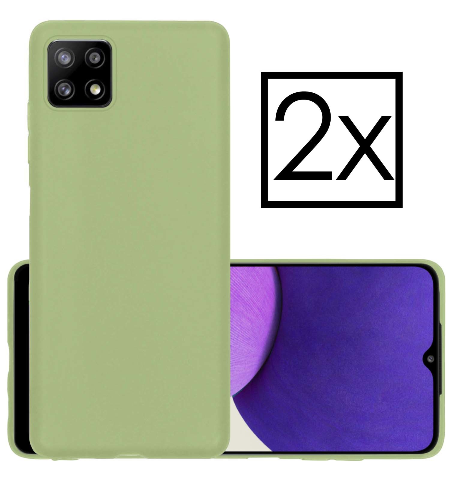 NoXx Hoes Geschikt voor Samsung M22 Hoesje Cover Siliconen Back Case Hoes - Groen - 2x