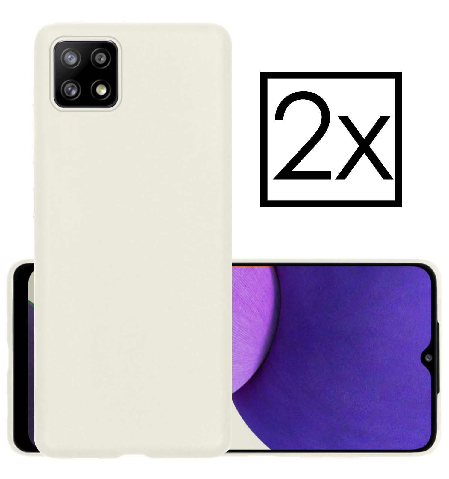 NoXx Samsung Galaxy M22 Hoesje Back Cover Siliconen Case Hoes - Wit - 2x