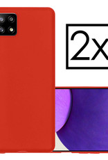 NoXx Hoes Geschikt voor Samsung M22 Hoesje Cover Siliconen Back Case Hoes - Rood - 2x