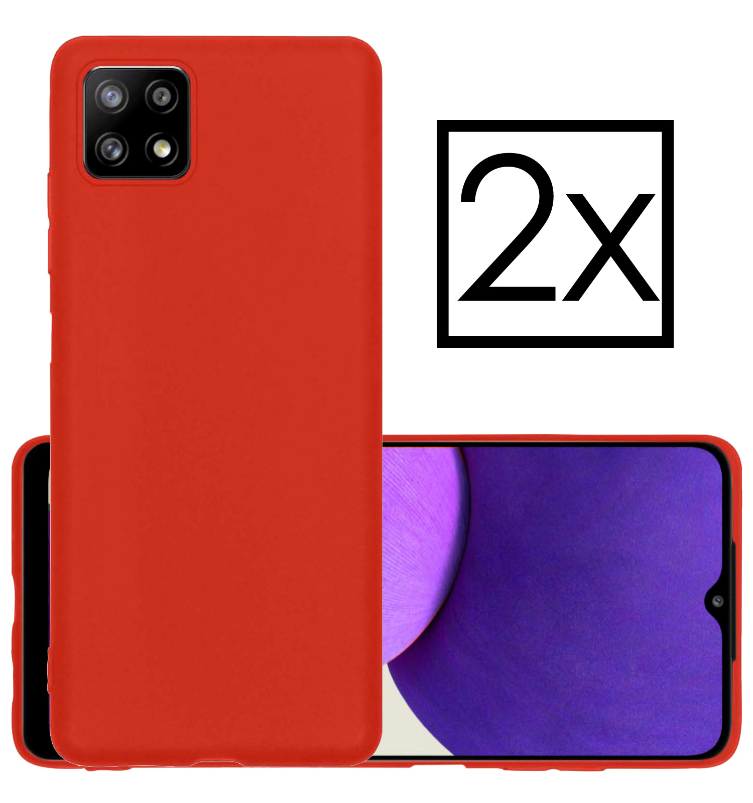 NoXx Samsung Galaxy M22 Hoesje Back Cover Siliconen Case Hoes - Rood - 2x