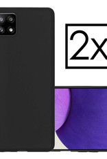 NoXx Samsung Galaxy M22 Hoesje Back Cover Siliconen Case Hoes - Zwart - 2x