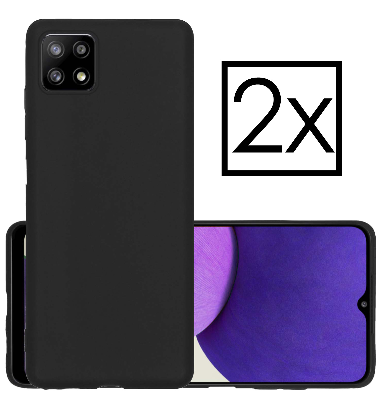 NoXx Hoes Geschikt voor Samsung M22 Hoesje Cover Siliconen Back Case Hoes - Zwart - 2x
