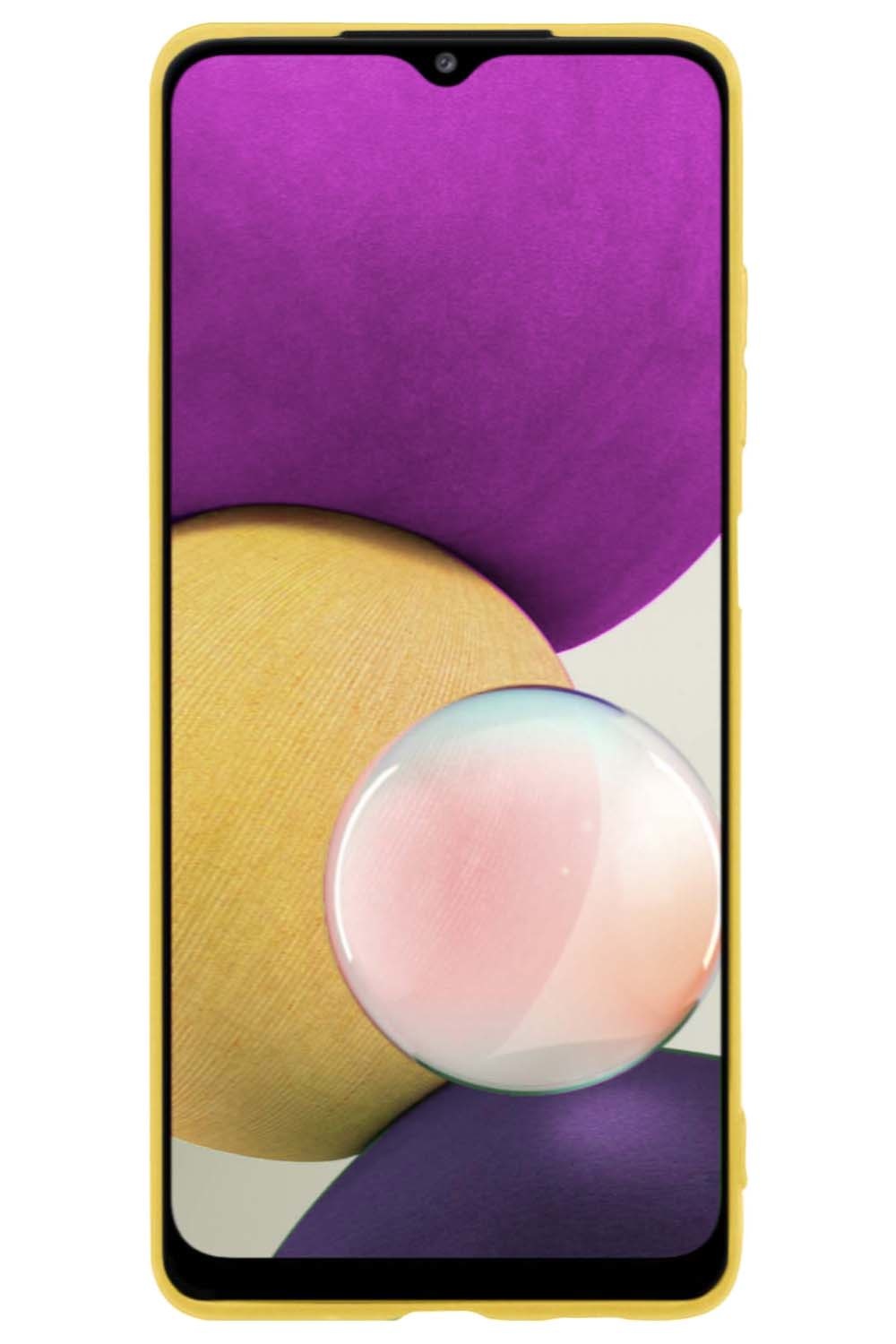 BASEY. Hoes Geschikt voor Samsung M22 Hoesje Siliconen Back Cover Case - Hoesje Geschikt voor Samsung Galaxy M22 Hoes Cover Hoesje - Geel - 2 Stuks