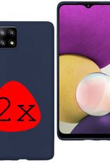 BASEY. Hoes Geschikt voor Samsung M22 Hoesje Siliconen Back Cover Case - Hoesje Geschikt voor Samsung Galaxy M22 Hoes Cover Hoesje - Donkerblauw - 2 Stuks