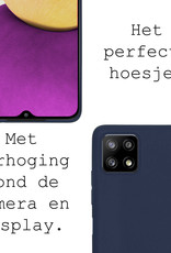 BASEY. Hoes Geschikt voor Samsung M22 Hoesje Siliconen Back Cover Case - Hoesje Geschikt voor Samsung Galaxy M22 Hoes Cover Hoesje - Donkerblauw - 2 Stuks