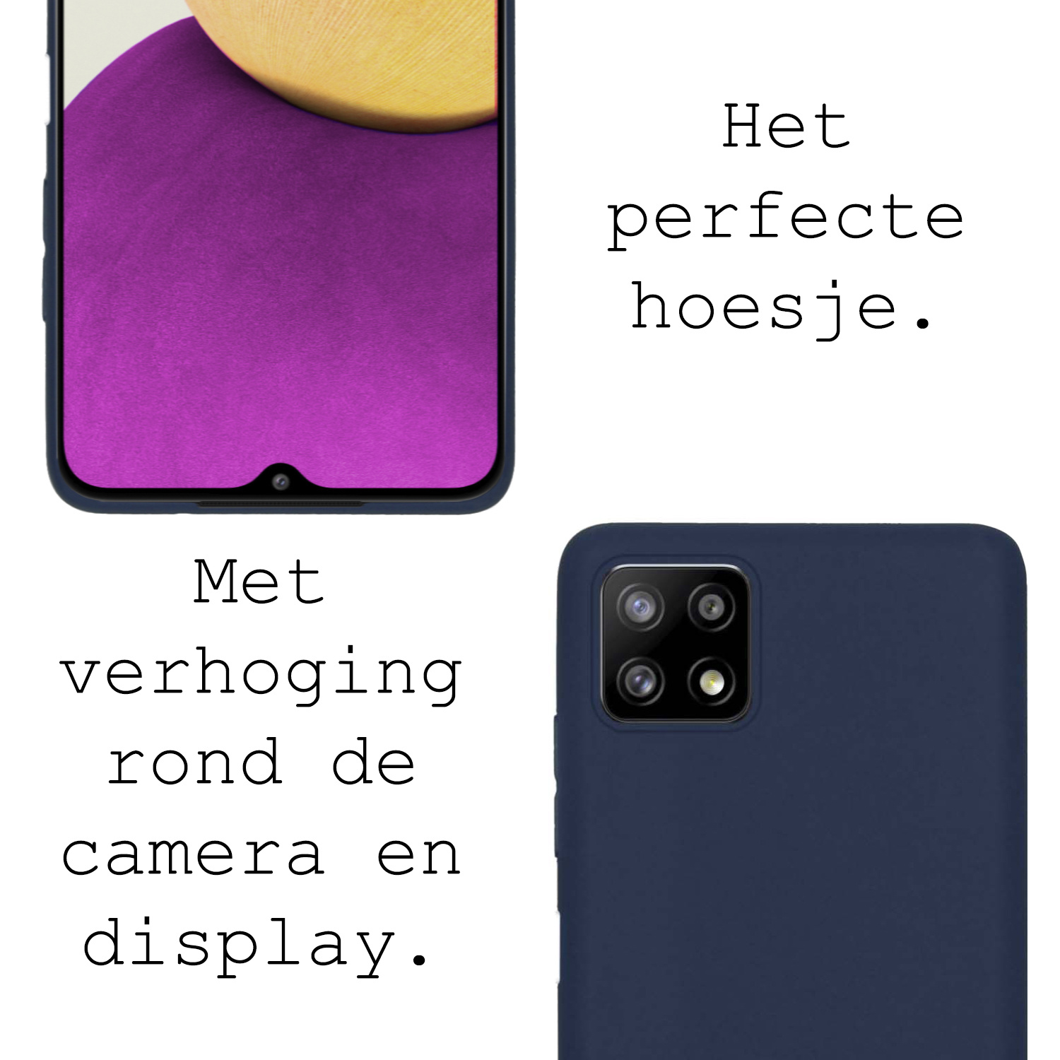 BASEY. Hoes Geschikt voor Samsung M22 Hoesje Siliconen Back Cover Case - Hoesje Geschikt voor Samsung Galaxy M22 Hoes Cover Hoesje - Donkerblauw - 2 Stuks